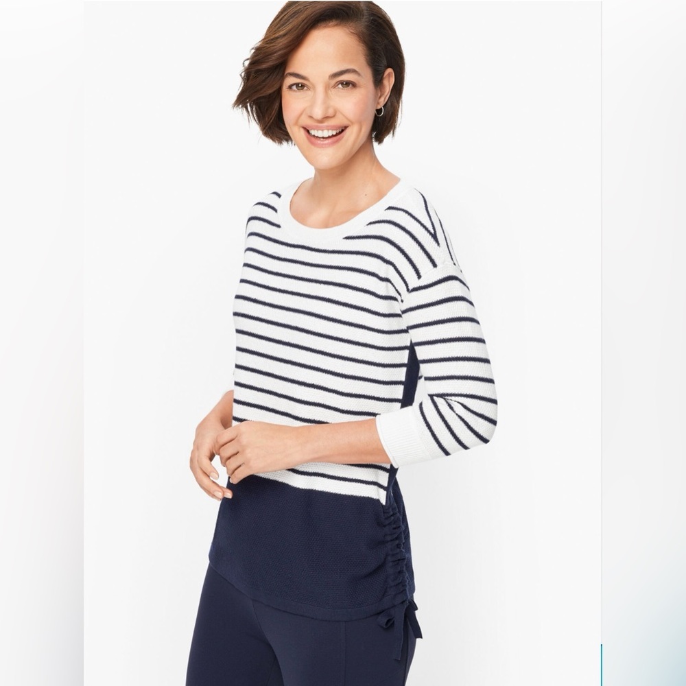 NWOT Talbots Navy and White Striped Top